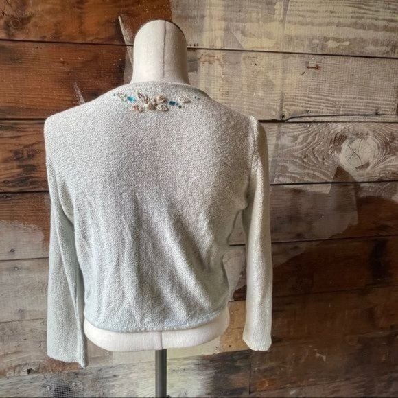 Free People Sea Shell Boho Beaded Knit Cardigan Medium - Picture 6 of 12